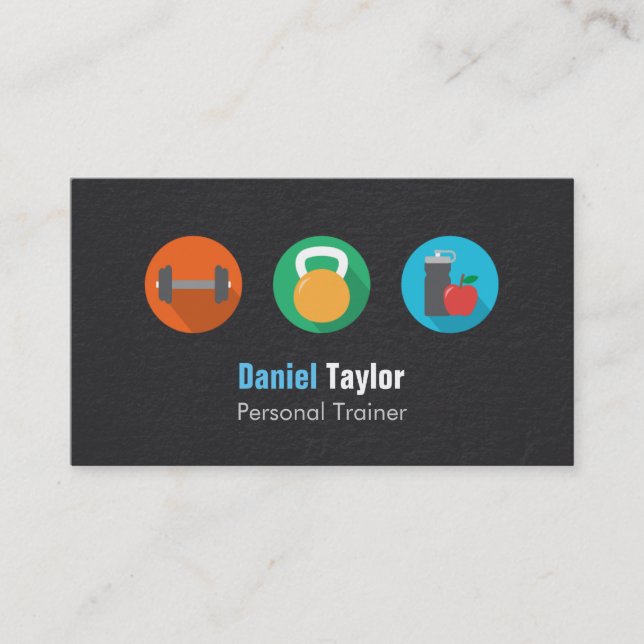 Colorful Personal Fitness Trainer Business Cards (Front)