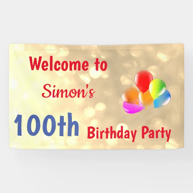 Colorful Personalised 100th Birthday Banner (Horizontal)