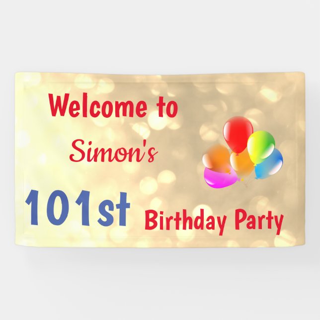 Colorful Personalised 101st Birthday Banner (Horizontal)