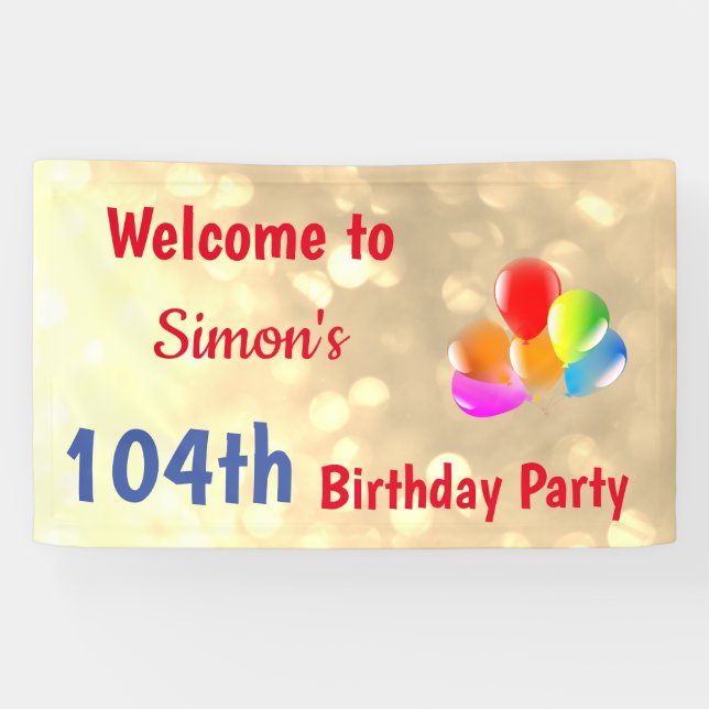 Colorful Personalised 104th Birthday Banner (Horizontal)