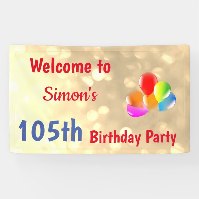 Colorful Personalised 105th Birthday Banner (Horizontal)