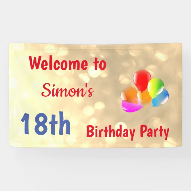 Colorful Personalised 18th Birthday Banner (Horizontal)