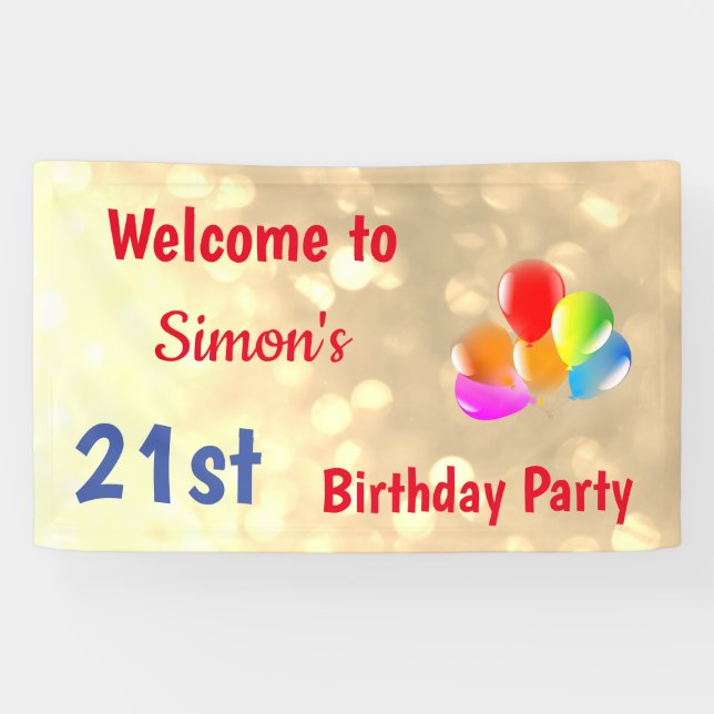 Colorful Personalised 21st Birthday Banner (Horizontal)