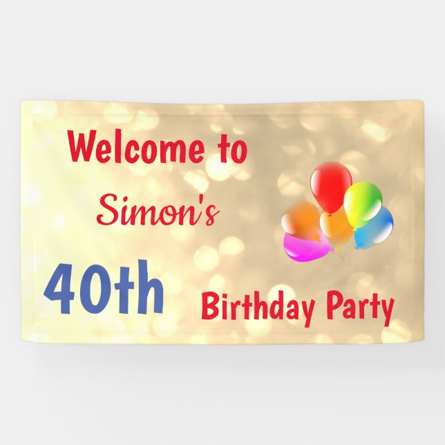 Colorful Personalised 40th Birthday Banner (Horizontal)