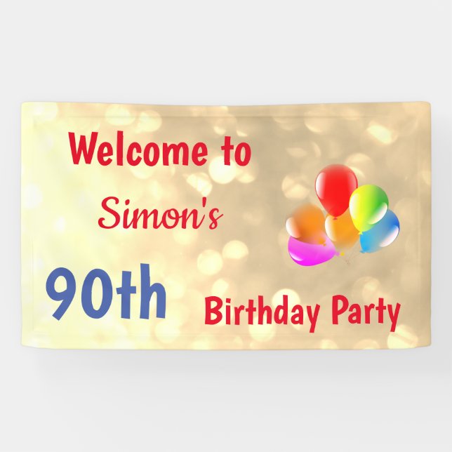 Colorful Personalised 90th Birthday Banner (Horizontal)