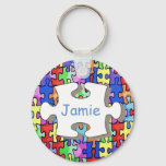 Colorful Personalised Jigsaw Piece Pattern Keychain