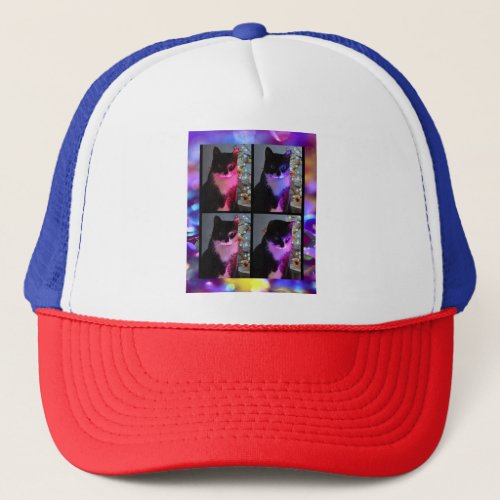 Colorful personalities of Kathy the tuxedo cat T_ Trucker Hat