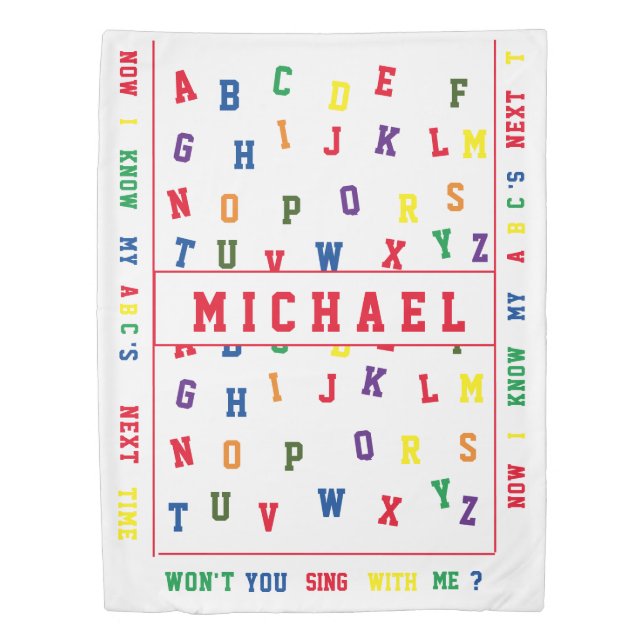 Colorful Personalized ABC's Duvet Cover (Front)