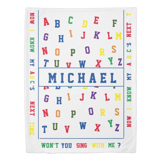 Colorful Personalized ABC's Duvet Cover (Front)