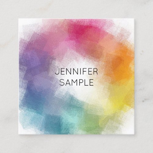 Colorful Personalized Abstract Template Elegant Square Business Card