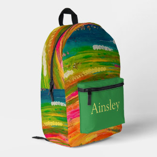 Colorful personalized backpack, kids rainbow printed backpack