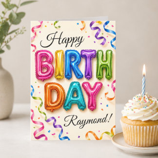 Colorful Personalized Balloon Letter Birthday Card
