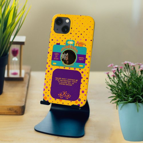 Colorful Personalized Camera Graduate Photo Yellow iPhone 13 Case