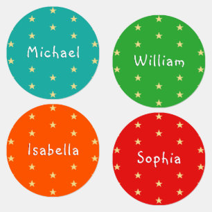 Colorful Personalized Childs Name Tags Cute Stars Kids' Labels