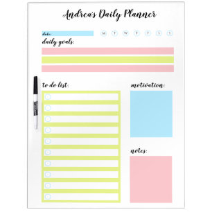 Colorful Personalized Daily Planner Dry Erase Board