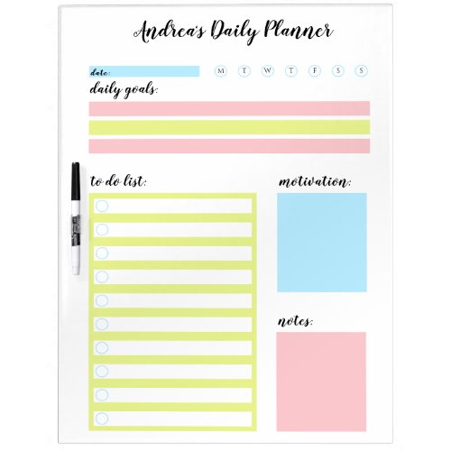 Colorful Personalized Daily Planner Dry Erase Board