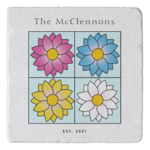 Colorful Personalized Floral  Trivet