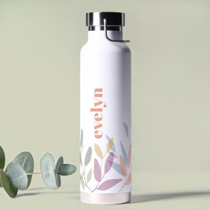 Colorful Personalized Leafy Name Water Bottle