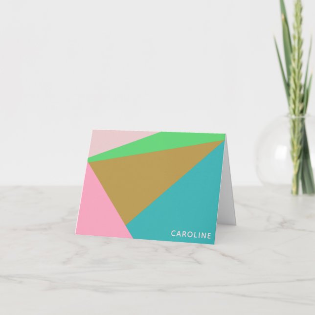 Colorful Personalized Name Stationery Geometric Note Card (Front)