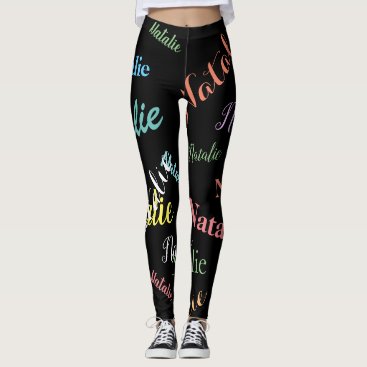 Colorful Personalized Name Typography Pattern Leggings