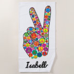 Colorful Personalized Peace Signs Hand Beach Towel at Zazzle