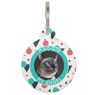 Colorful Personalized Pet Gift Memphis Pattern ID Tag
