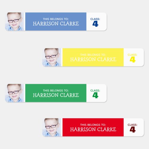 Colorful Personalized Photo Name  Class School Kids Labels