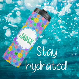 Colorful Personalized Pickleball Pop Art Thermal Tumbler