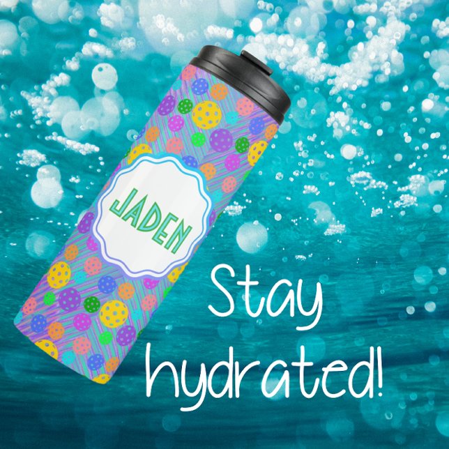Colorful Personalized Pickleball Pop Art Thermal Tumbler (Creator Uploaded)