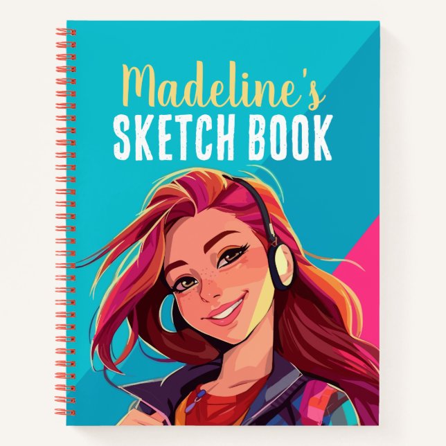 Colorful Personalized Teen Girl Sketch Book (Front)