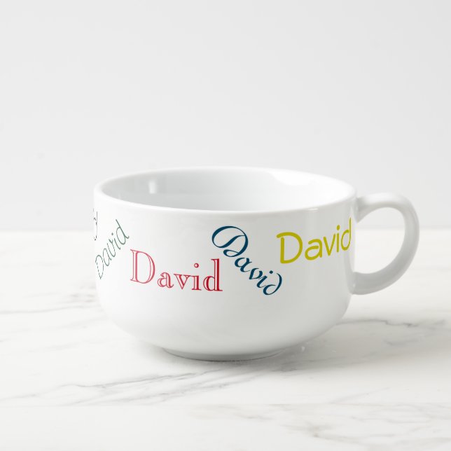 Colorful Personalized Text Soup Bowl (Left)