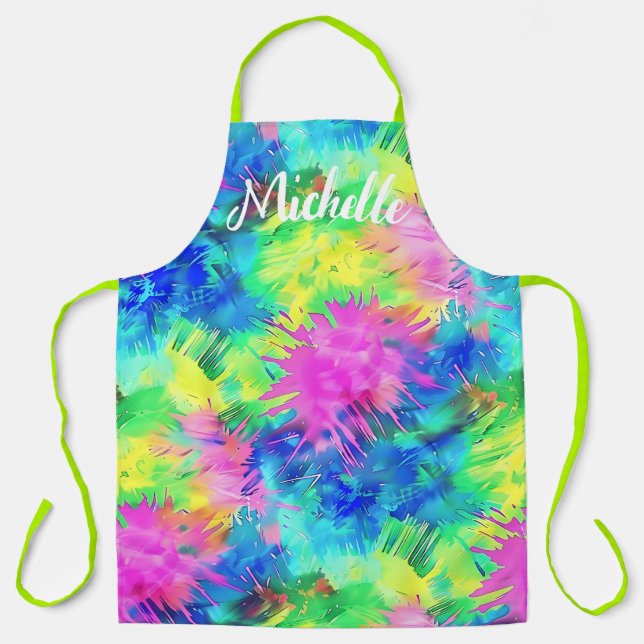 Colorful Personalized Tie Dye Apron (Front)