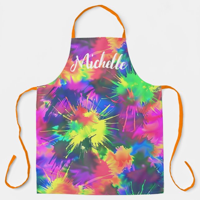 Colorful Personalized Tie Dye Apron (Front)