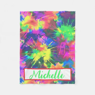 Colorful Personalized Tie Dye Fleece Blanket