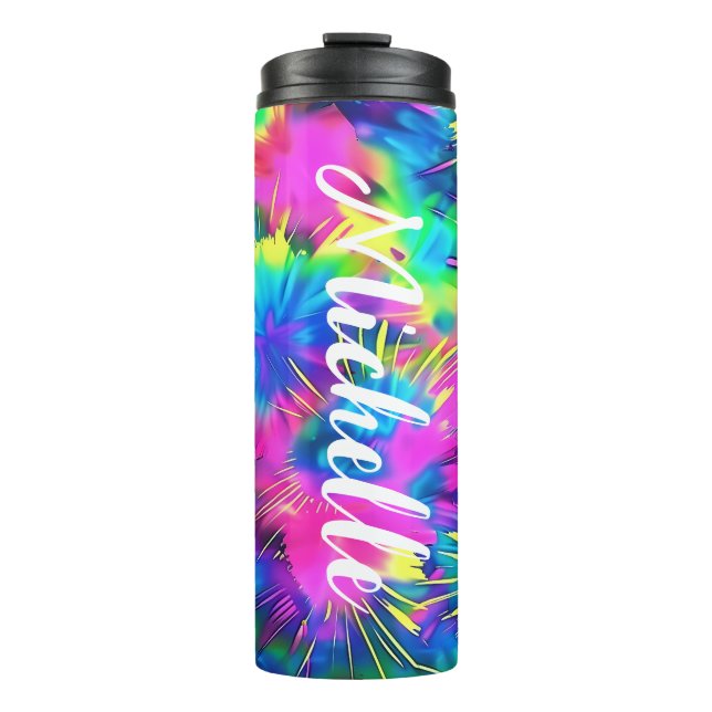 Colorful Personalized Tie Dye Thermal Tumbler (Front)