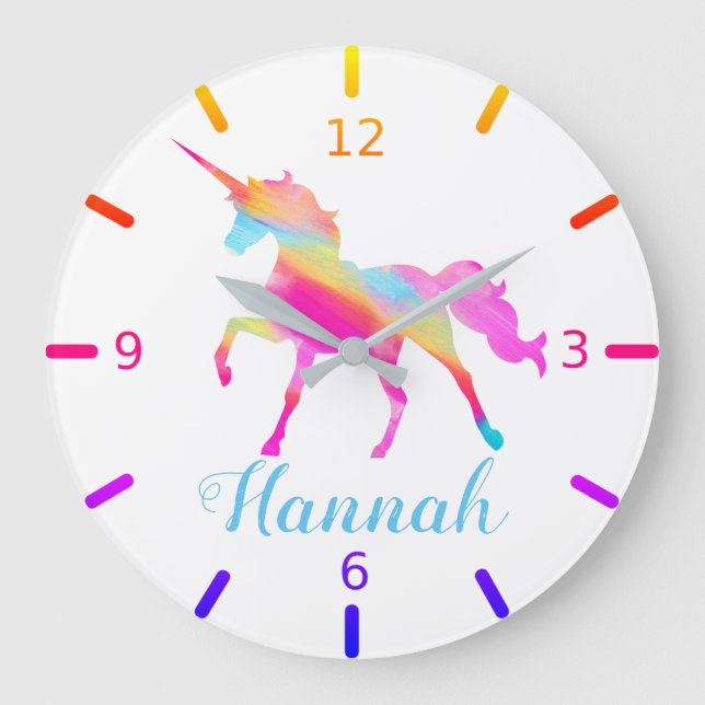 Colorful Personalized Unicorn Large Clock (Front)