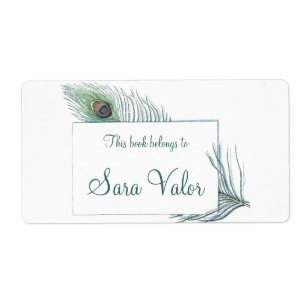 Colorful Personalized Vintage Peacock Feather Label