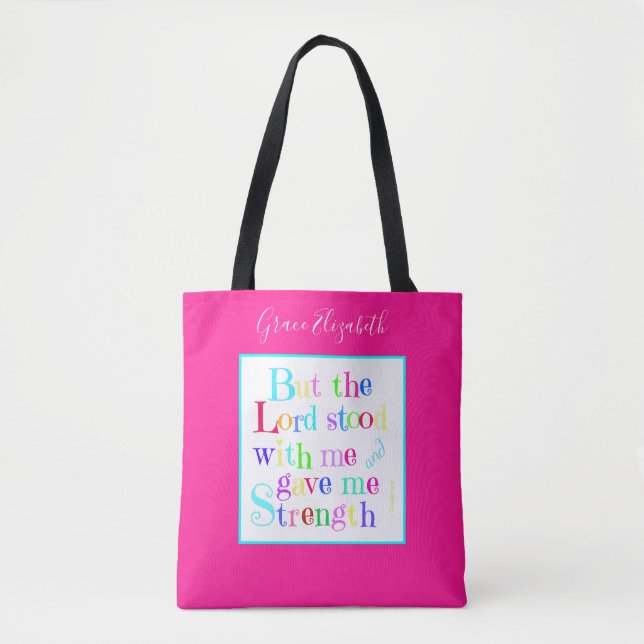 Colorful Personalized, w/ Scripture Verse Tote Bag (Front)