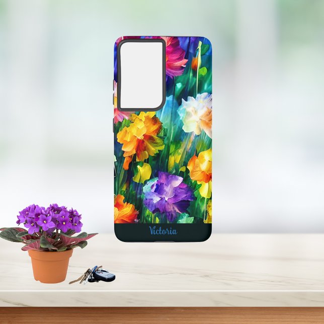 Colorful Personalized Watercolor Flowers Art Samsung Galaxy Case (Creator Uploaded)