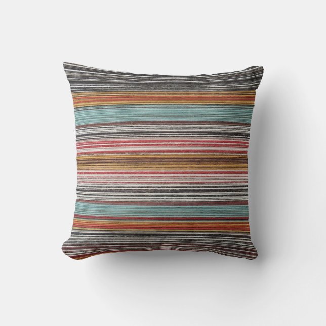 Colorful Peruvian Stripes Throw Pillow (Front)