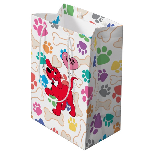 Colorful Pet Dog Paws  Medium Gift Bag (Back Angled)