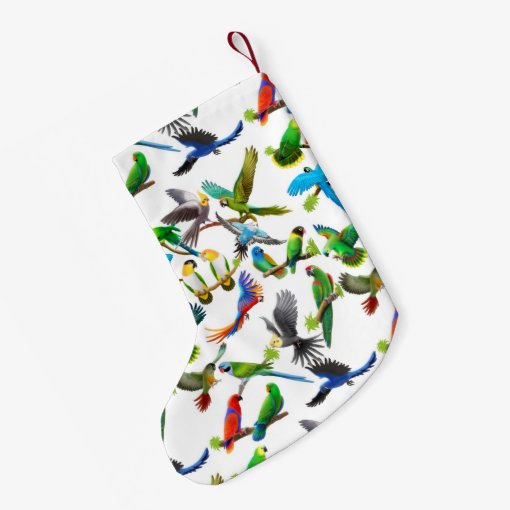 Colorful Pet Parrots Christmas Stocking Zazzle