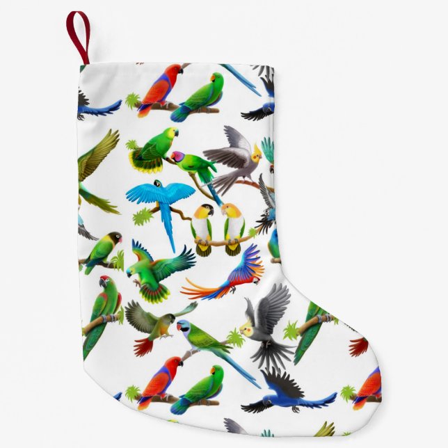Colorful Pet Parrots Christmas Stocking (Front)