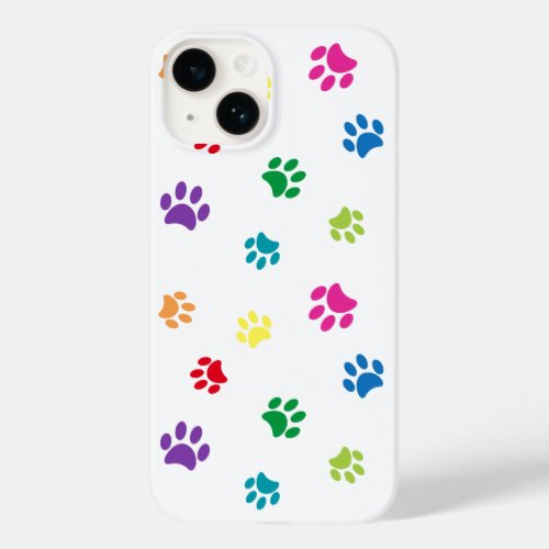 Colorful Pet Paw Prints Case_Mate iPhone 14 Case