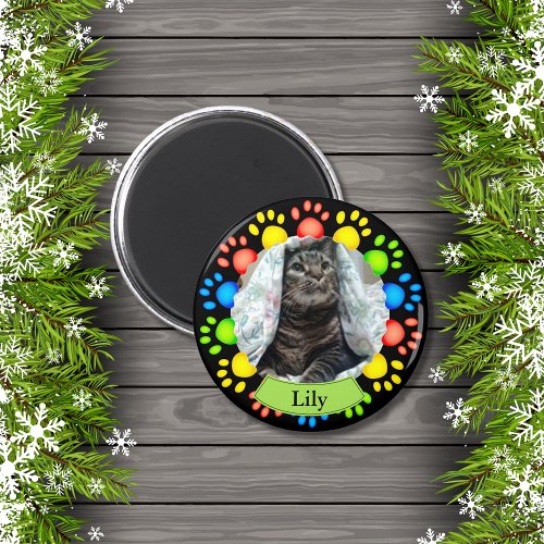 Colorful Pet Paw Prints Custom Magnet