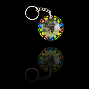 Colorful Pet Paw Prints Keychain