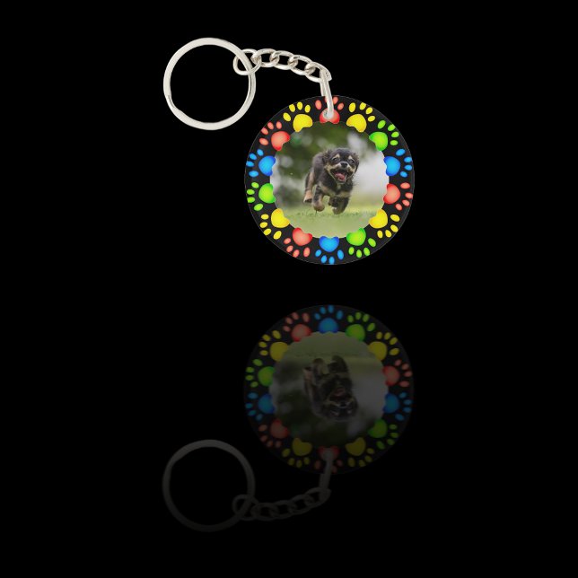 Colorful Pet Paw Prints Keychain (Creator Uploaded)