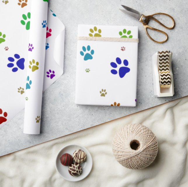Colorful Pet Paws Wrapping Paper (Crafts)