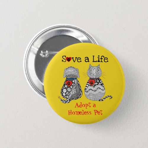 Colorful Pet Rescue and Adoption Button