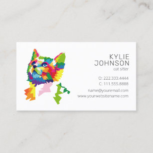 Colorful Pet Services   Cat Sitter Business Card